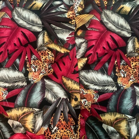 VTG Tiger Hawaiian Shirt Tropical Palm Top 80s 90s Basic Edition Plus Animal - Picture 2 of 6